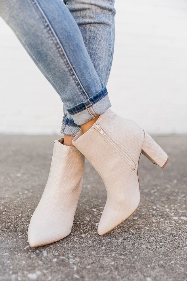 Brandi Ivory Woven Booties | The Pink Lily Boutique