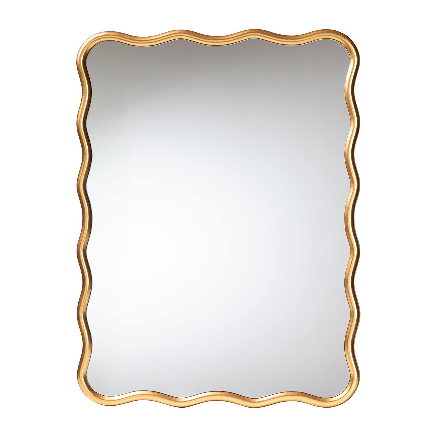Baxton Studio - Cassara Gold Scalloped Rectangular Wall Mirror - Stylish Curved Edge Decorative Wall Accent - Antique Goldleaf | Best Buy U.S.