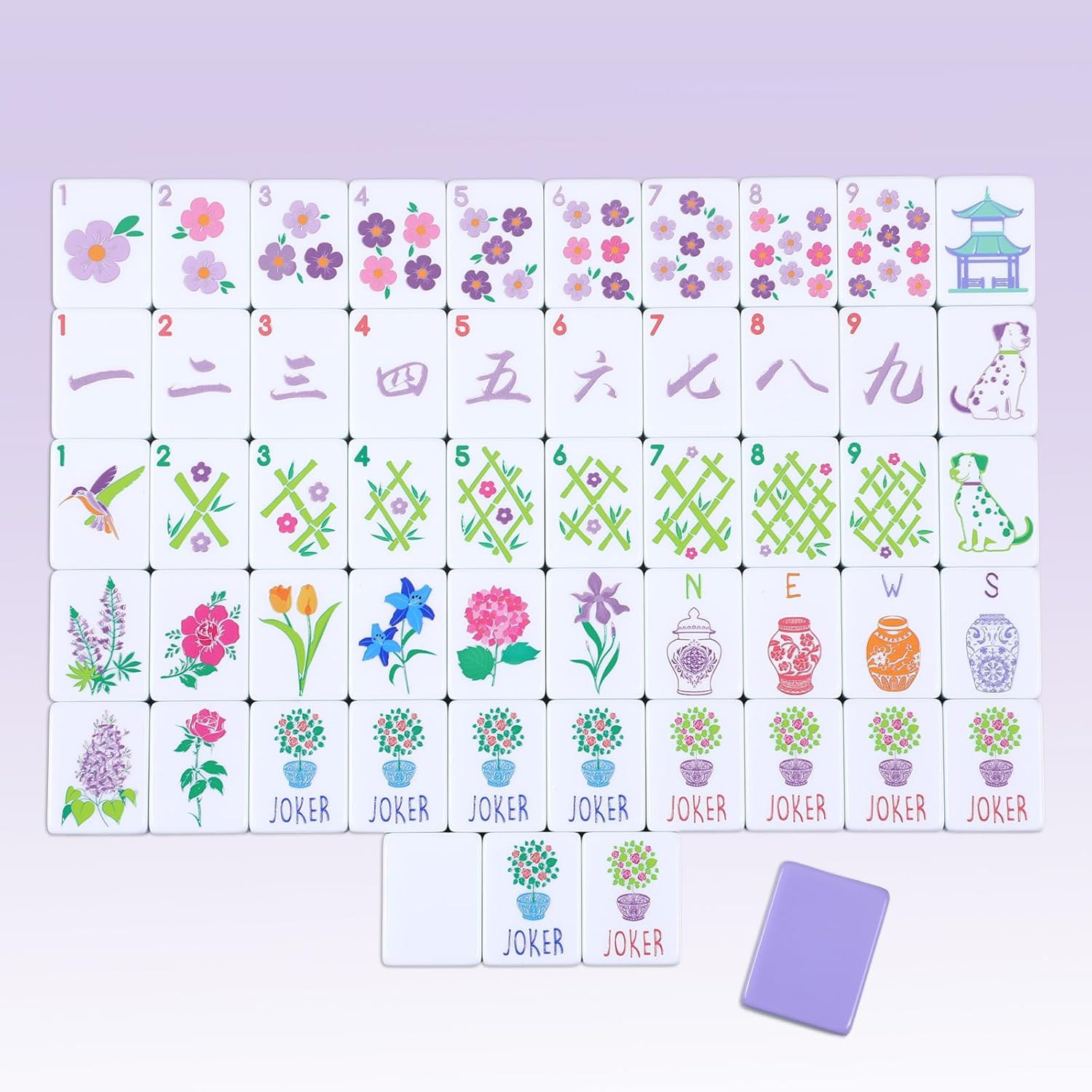 160 Pcs Floral American Mahjong Set 1.2 Inch Flower Mahjong Tiles Set Melamine Hand Carved Patter... | Amazon (US)