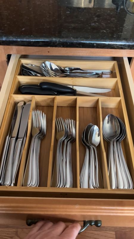 Update you’re old plastic silverware organizer with a more modern bamboo option.  #kitchenorganizing #kitchendrawerorganization #silverwareorganizing 

#LTKunder50 #LTKFind #LTKhome