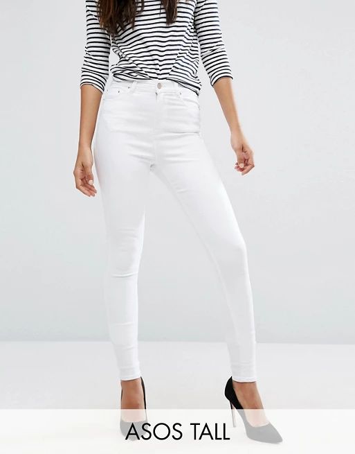 ASOS TALL RIDLEY Skinny Jean in White | ASOS UK