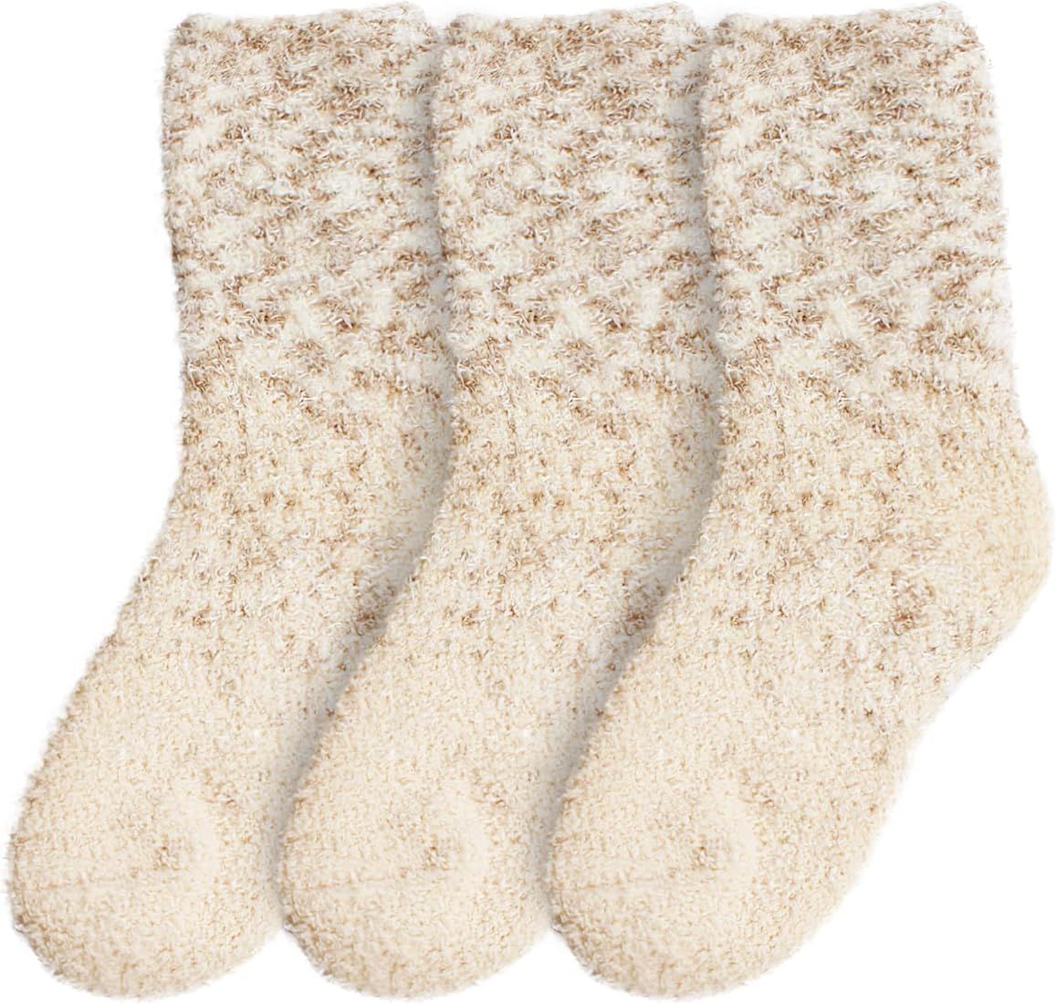 Womens Fuzzy Colorful Socks - 3 Pair Packs | Amazon (US)