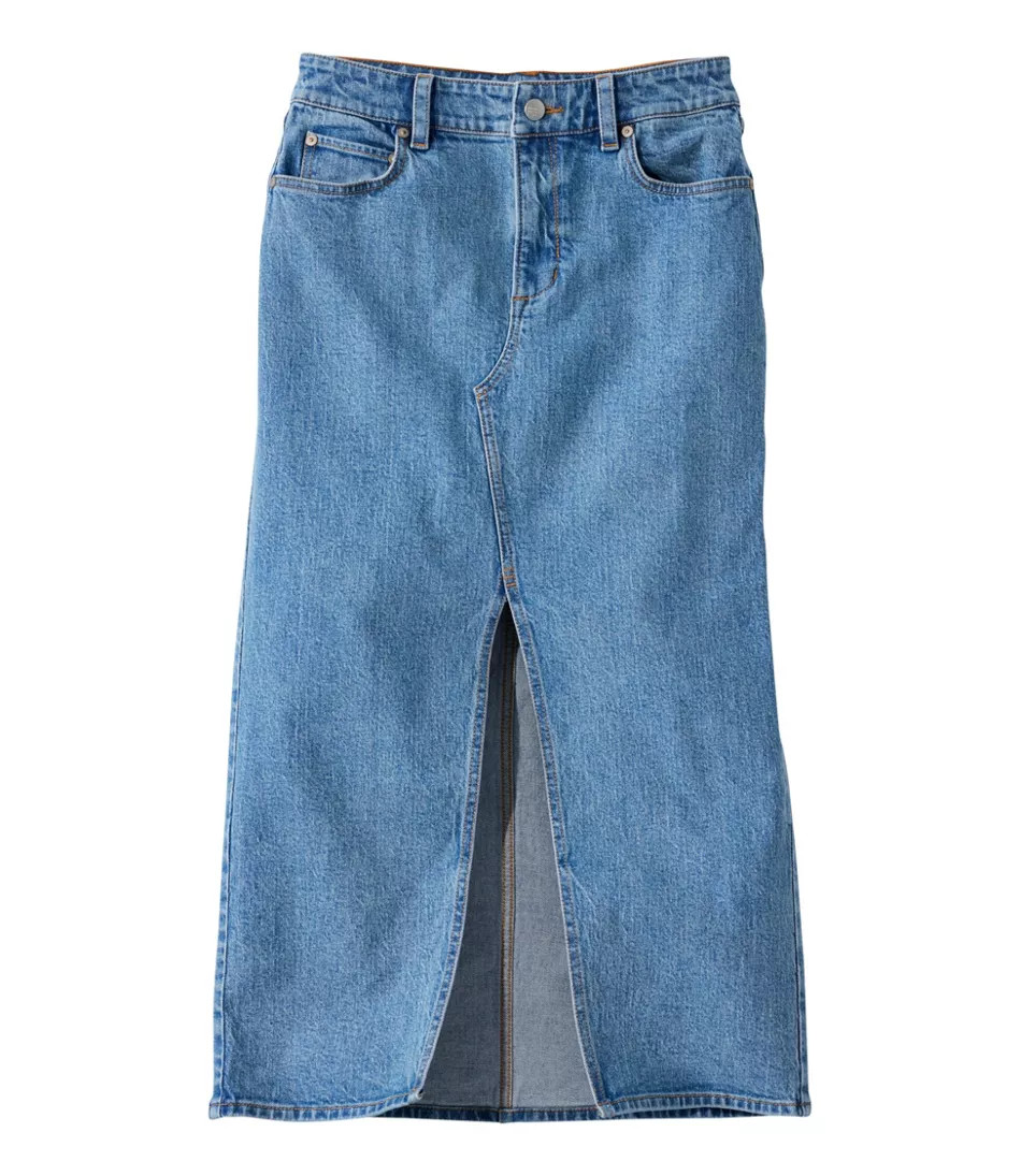 Women's Signature Heritage Denim Midi Skirt Tumbled Indigo 16, Cotton L.L.Bean | L.L. Bean
