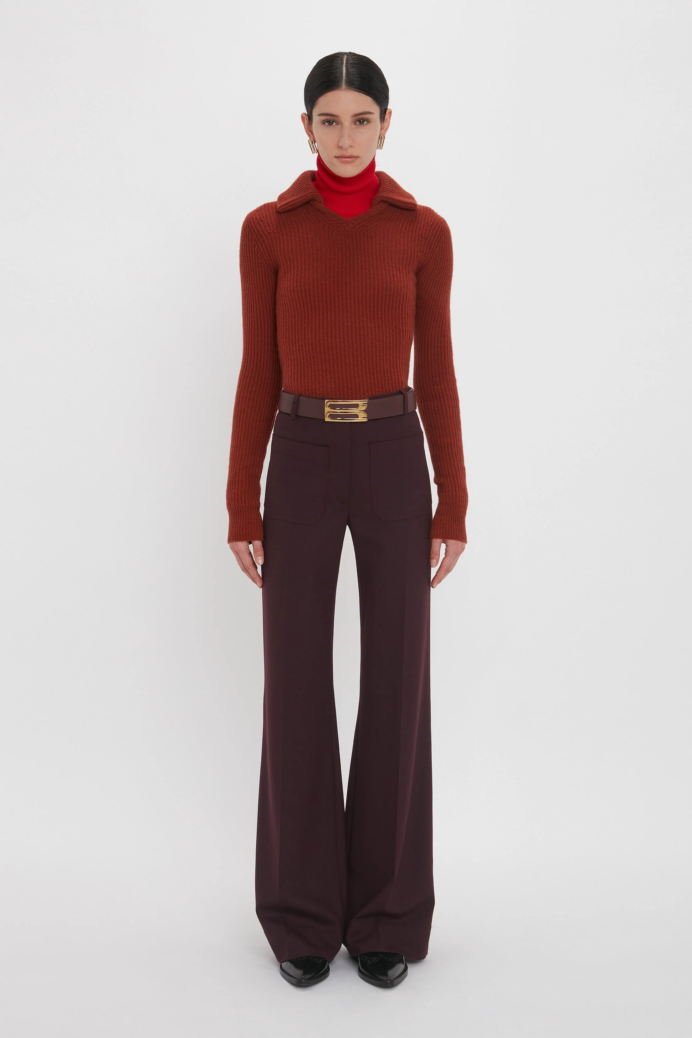 Alina Trouser In Deep Mahogany | Victoria Beckham US