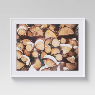 30" x 24" Wood Stack Framed Wall Art Brown - Threshold™ | Target