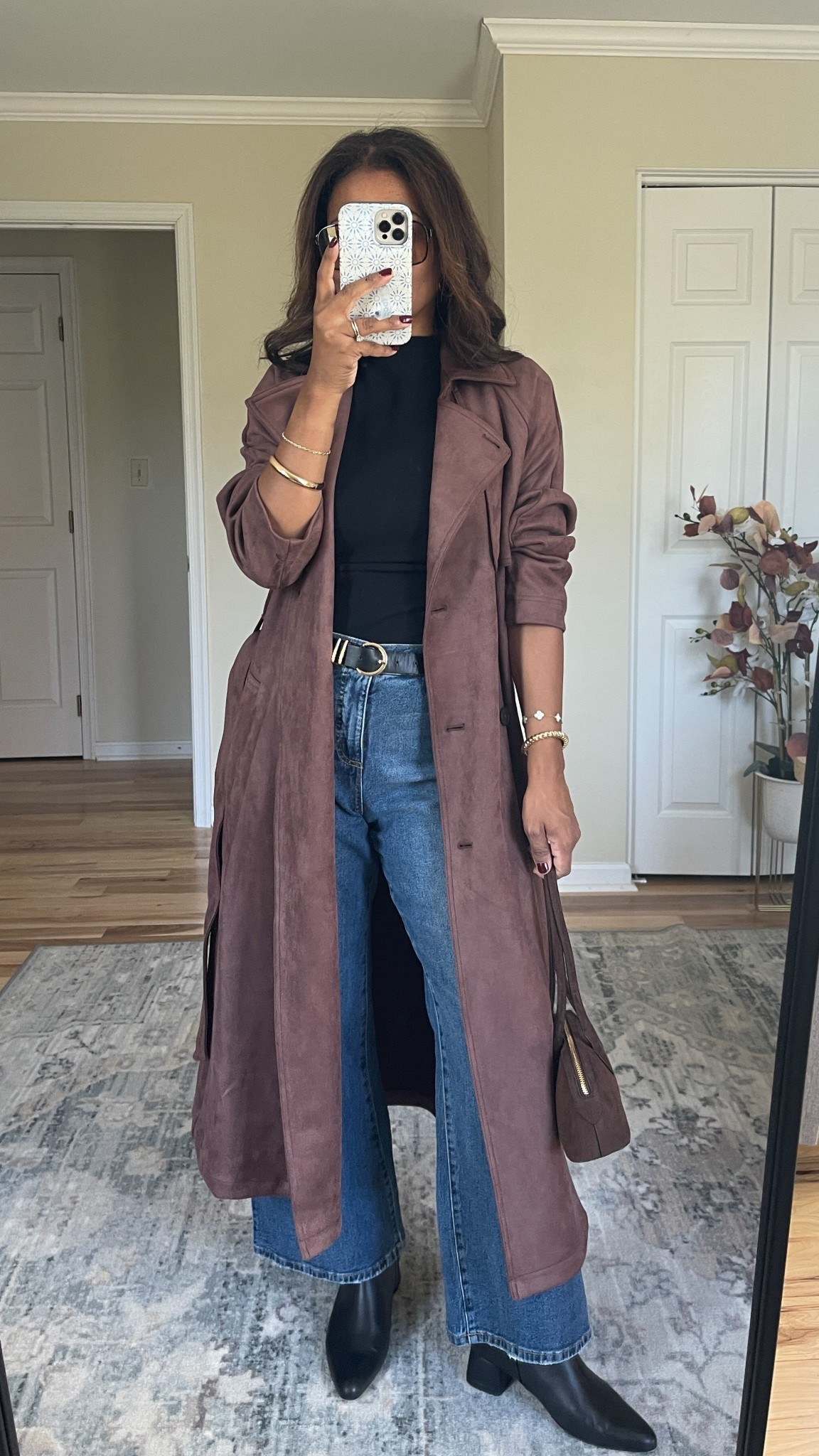 Loveee this gorgeous Target faux suede trench coat! Wearing a size small 

#ltkfindsunder50 #ltkover40 #ltkfindsunder100