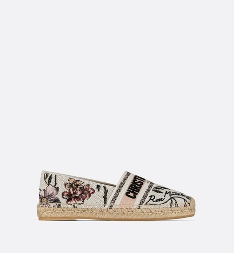 Dior Granville Espadrille Multicolor Cotton with Rosa Mutabilis Embroidery - Shoes - Women's Fash... | Dior Beauty (US)
