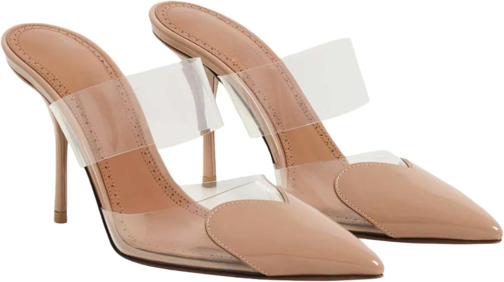 Love Heart Clear High Heeled Sandals for Women Closed Pointed Toe Comfortable Stiletto Mule Slip ... | Amazon (US)