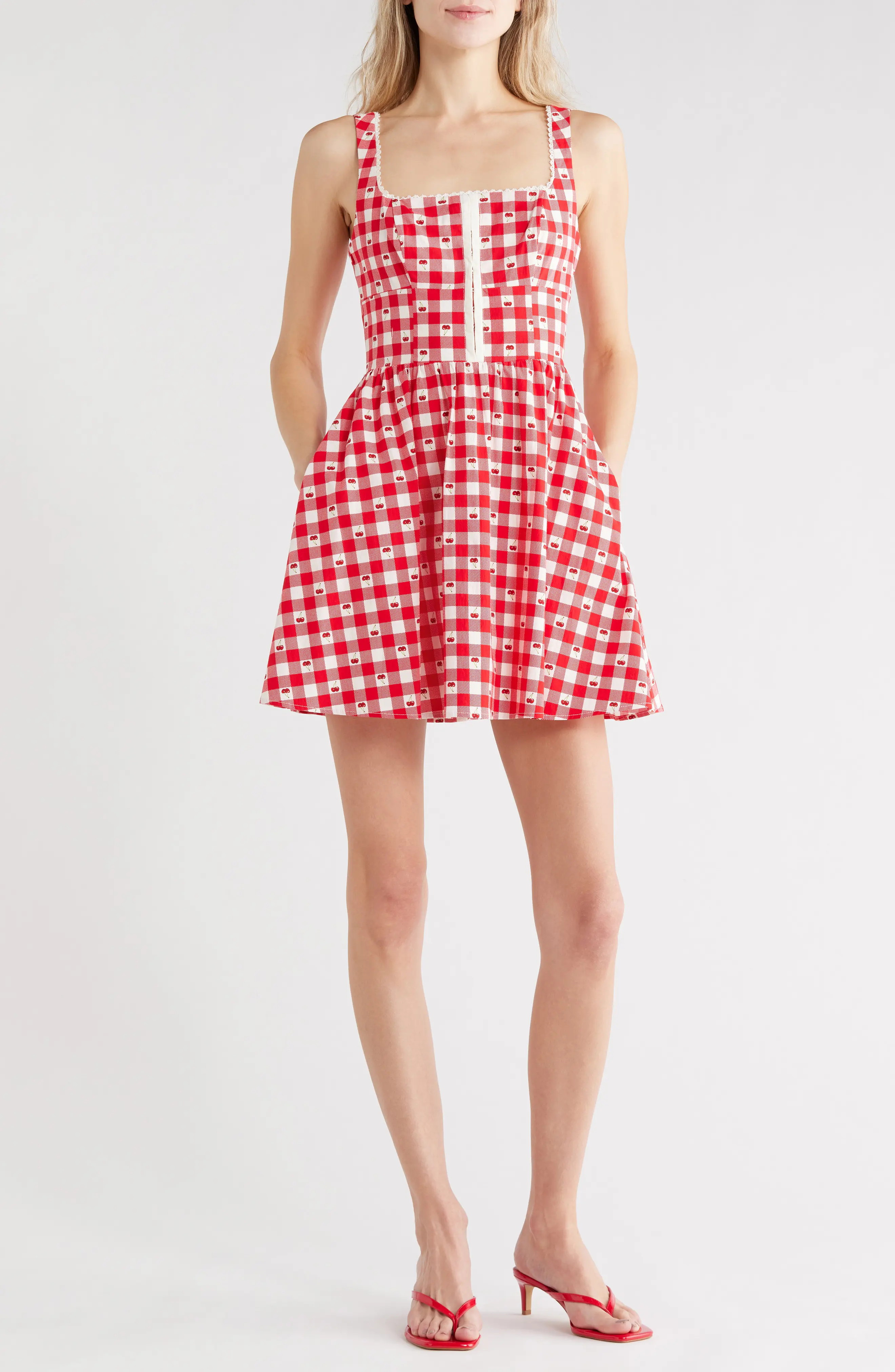 Gingham Cherry Fit & Flare Minidress (Women) | Nordstromrack | Nordstrom Rack