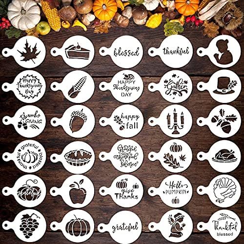 30 Pcs 2021 Thanksgiving Cookie Stencils Fall Cake Templates Thanksgiving Coffee Stencils Reusabl... | Amazon (US)
