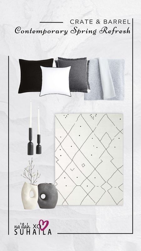 Minimalistic ways to get your home ready for Spring with cool neutral tones and a simple combination of throw pillows, a throw blanket, decor accessories and a modern geometric area rug.

#LTKSpringSale #LTKSeasonal #LTKhome