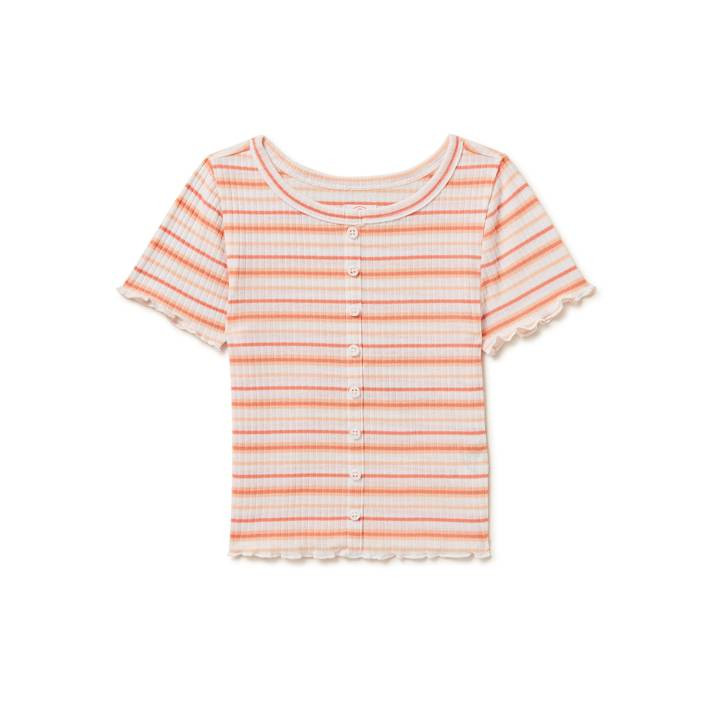 Wonder Nation Girls Short Sleeve Ribbed Top, Sizes 4-18 & Plus | Walmart (US)