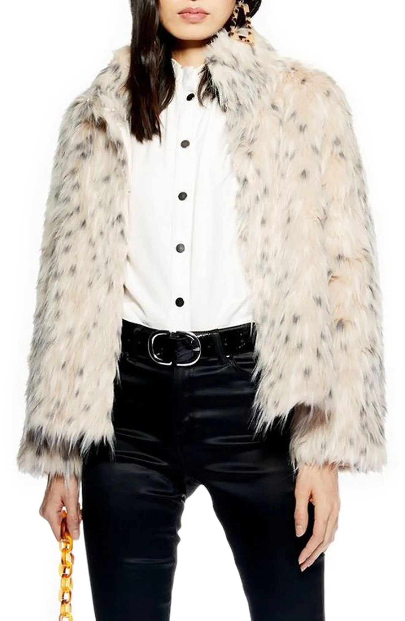 Topshop Patsy Snow Leopard Faux Fur Jacket | Nordstrom