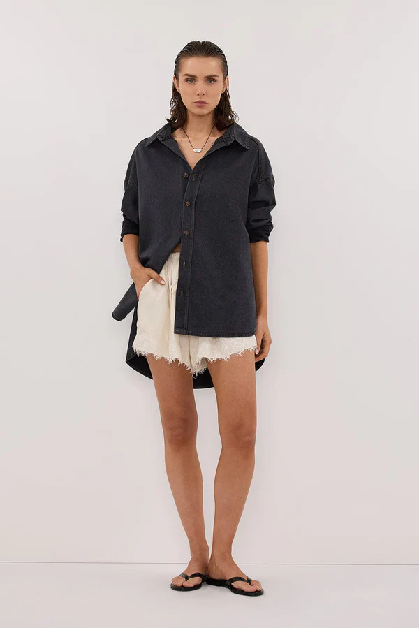 ASHTON WASHED BLACK OVERSIZED DENIM SHIRT | DISSH