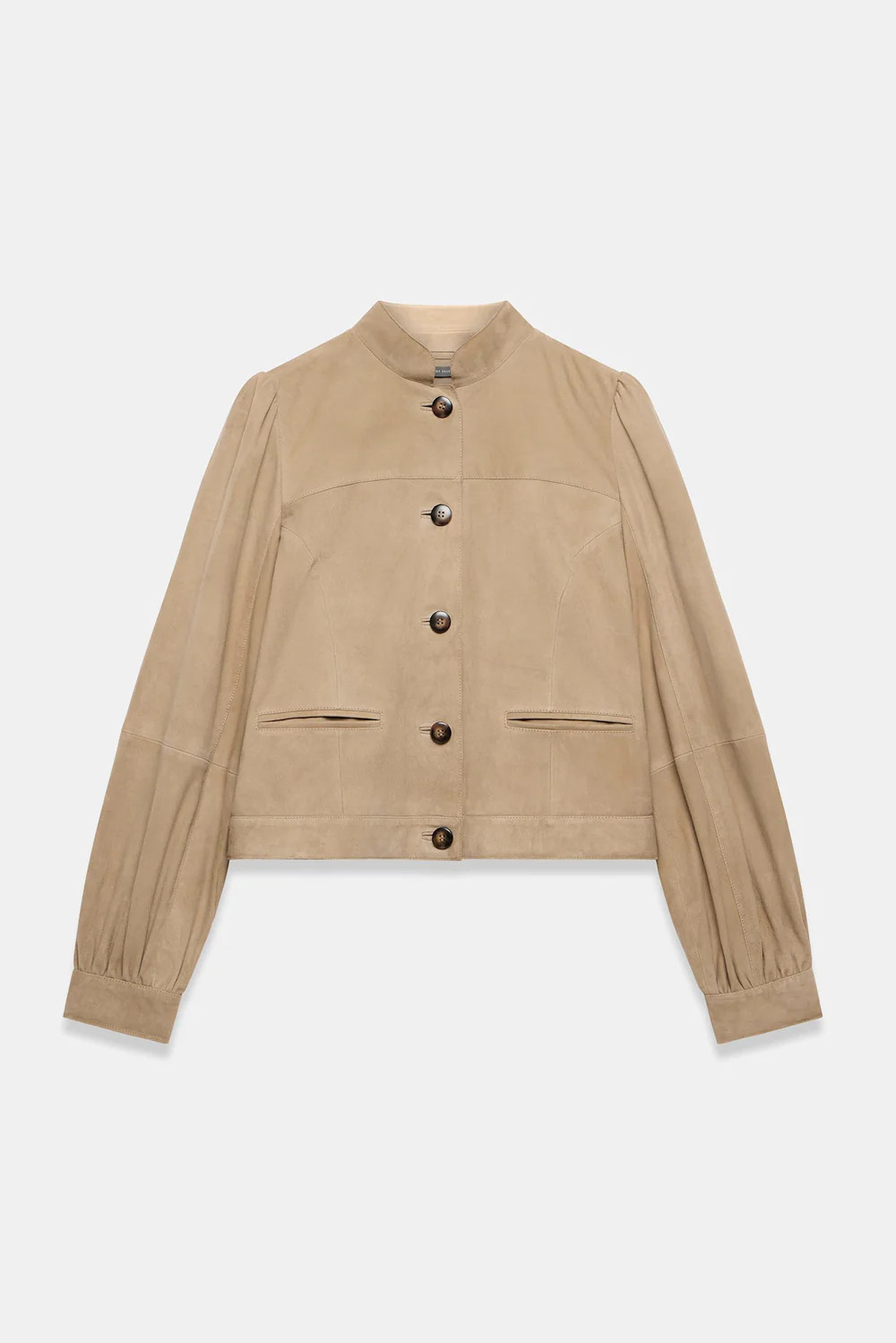 Neutral Suede Puff Sleeve Jacket | Mint Velvet