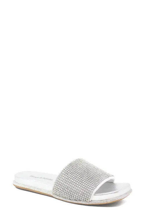 DJANGO AND JULIETTE Yatin Rhinestone Slide in Silver Leather-Jewels at Nordstrom, Size 39 | Nordstrom