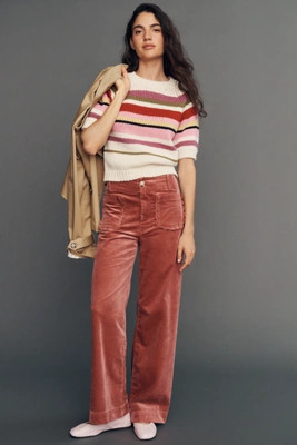Colette Corduroy Scallop High-Rise Wide-Leg Full-Length Pants | Anthropologie (US)