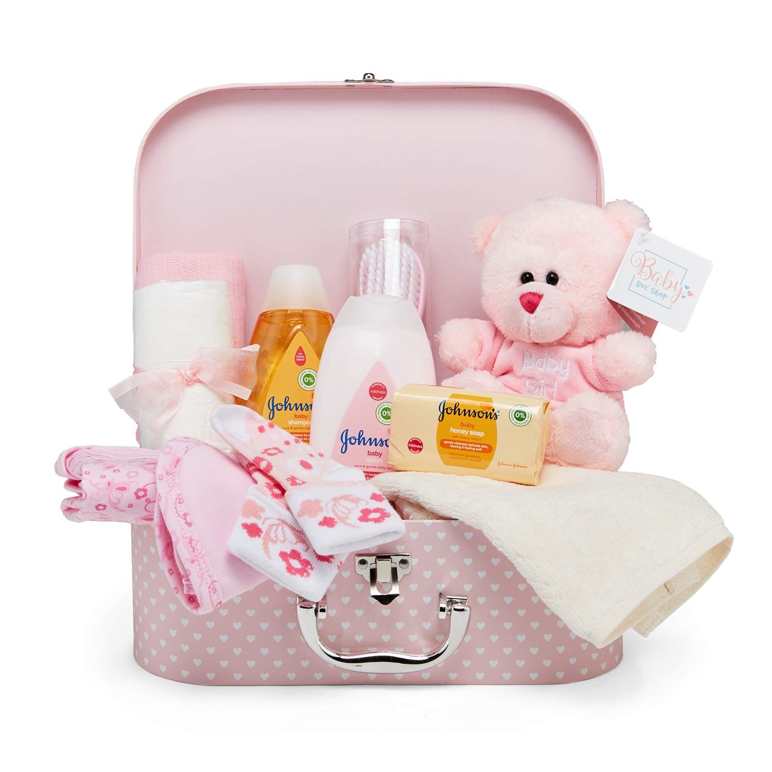 Baby Gift Set – Keepsake Box in Pink with Baby Clothes, Teddy Bear and Gifts for a Baby Girl | Amazon (US)