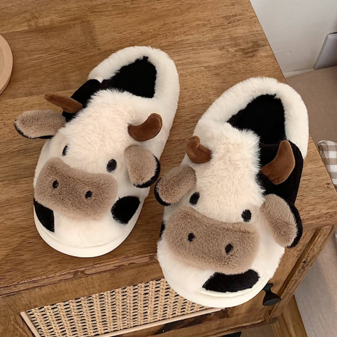 Super Cute Fluffy Cow Slippers Moo Slippers. Animal Slippers. - Etsy | Etsy (US)