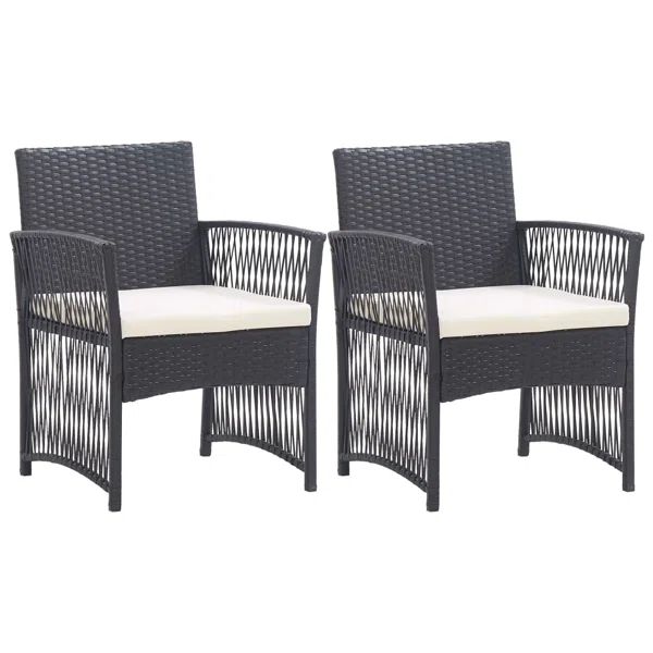 vidaXL Patio Chairs Outdoor Patio Dining Chair with Cushions Poly Rattan | Wayfair North America