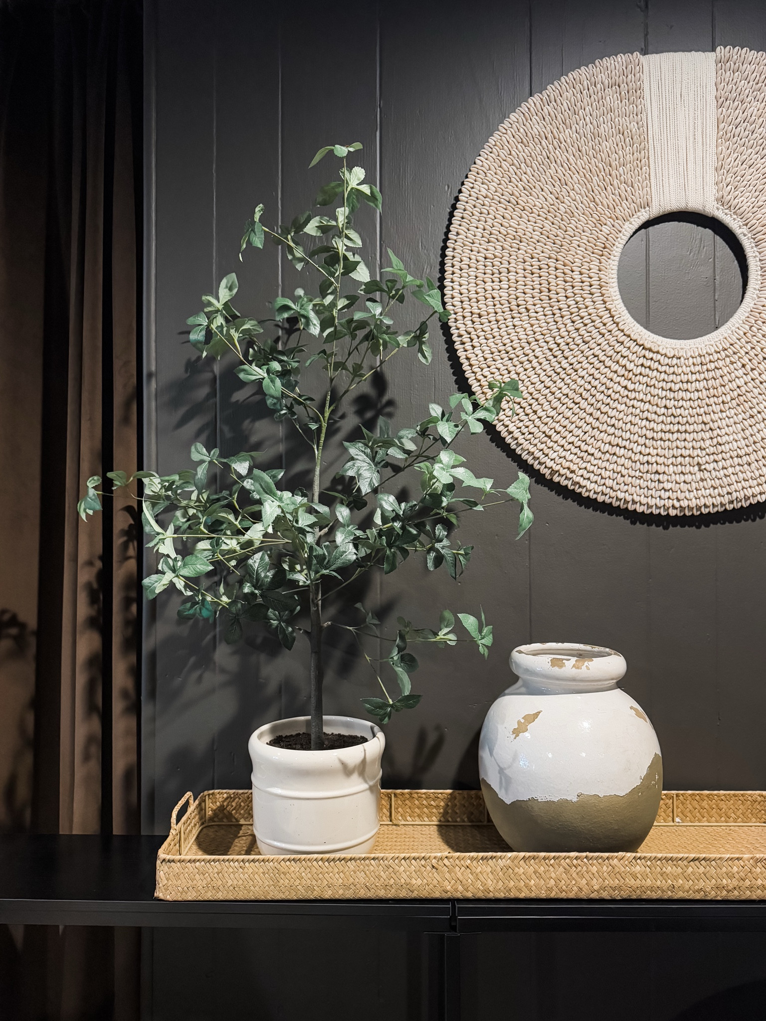 This faux plant was the perfect finishing touch! 

#velvetcurtains #fauxplant #wallart #sidetable 

#LTKFindsUnder100 #LTKHome #LTKFindsUnder50