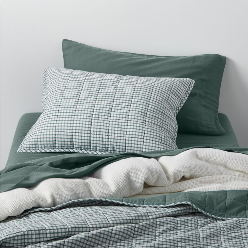 Kids Teal Windowpane Plaid Twin Quilt + Reviews | Crate & Kids | Crate & Barrel