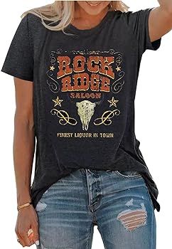 Country Music Tshirts Women Funny Rodeo Cowboy Shirts Vintage Western Steer Skull Graphic Shirt C... | Amazon (US)