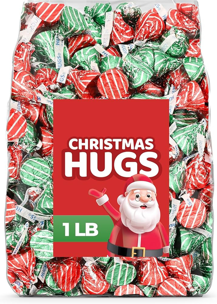 Christmas Chocolate Hugs 1 LB – Red & Green Foils – Bulk Holiday Candy Bag, Individually Wrap... | Amazon (US)