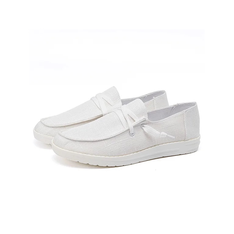 SIMANLAN Women Canvas Loafers Comfortable Casual Flat Shoes Black US 4-12 | Walmart (US)