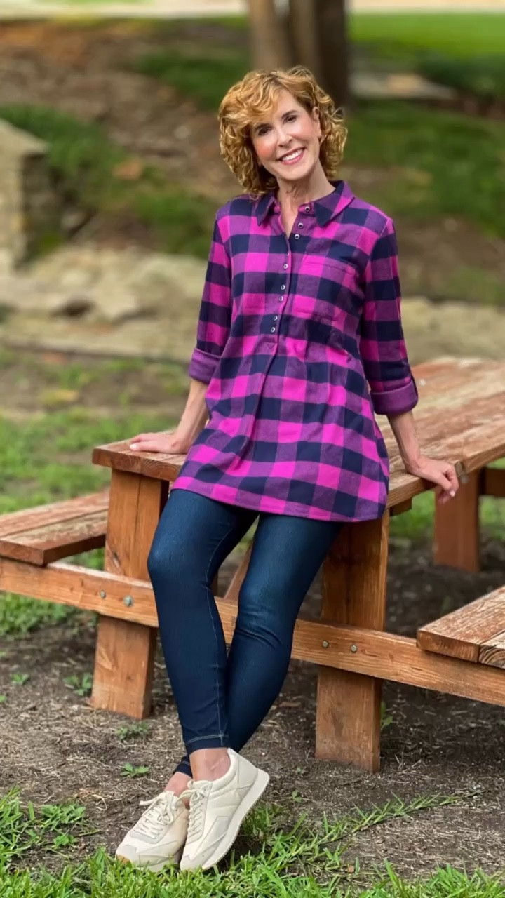I’m in love with this easy fit, the ultra-soft buffalo Mad About Plaid tunic from @soft_surroundings ! (They bring this classic style back every year, because it’s a customer favorite!)
👏
Use the roll tabs and wear it as ¾ sleeve as I did or roll the sleeves down. You can even wear it under a sweater or a puffer vest! 
I paired it with #SoftSurroundings Easygoing Leggings in Wisdom Wash. They’re comfy, stretchy knit, but they look like denim😁. The light-colored leg with darker sides makes them so slimming!
💙
Finally, on my feet are the perfect, wear-anywhere neutral Matisse platform sneakers with a washable insole!
👟
Soft Surroundings has been around for 25 years, and the brand is synonymous with softness and comfort. I’m a fan of their quality craftsmanship, artisan details and exclusive, one-of-a-kind designs.

Be sure to visit the Soft Surroundings website to explore the full collection!

#LTKOver40 #LTKVideo #LTKSeasonal