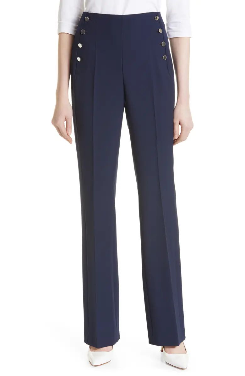 Tocalita Button Detail Wide Leg Recycled Polyester Blend Trousers | Nordstrom