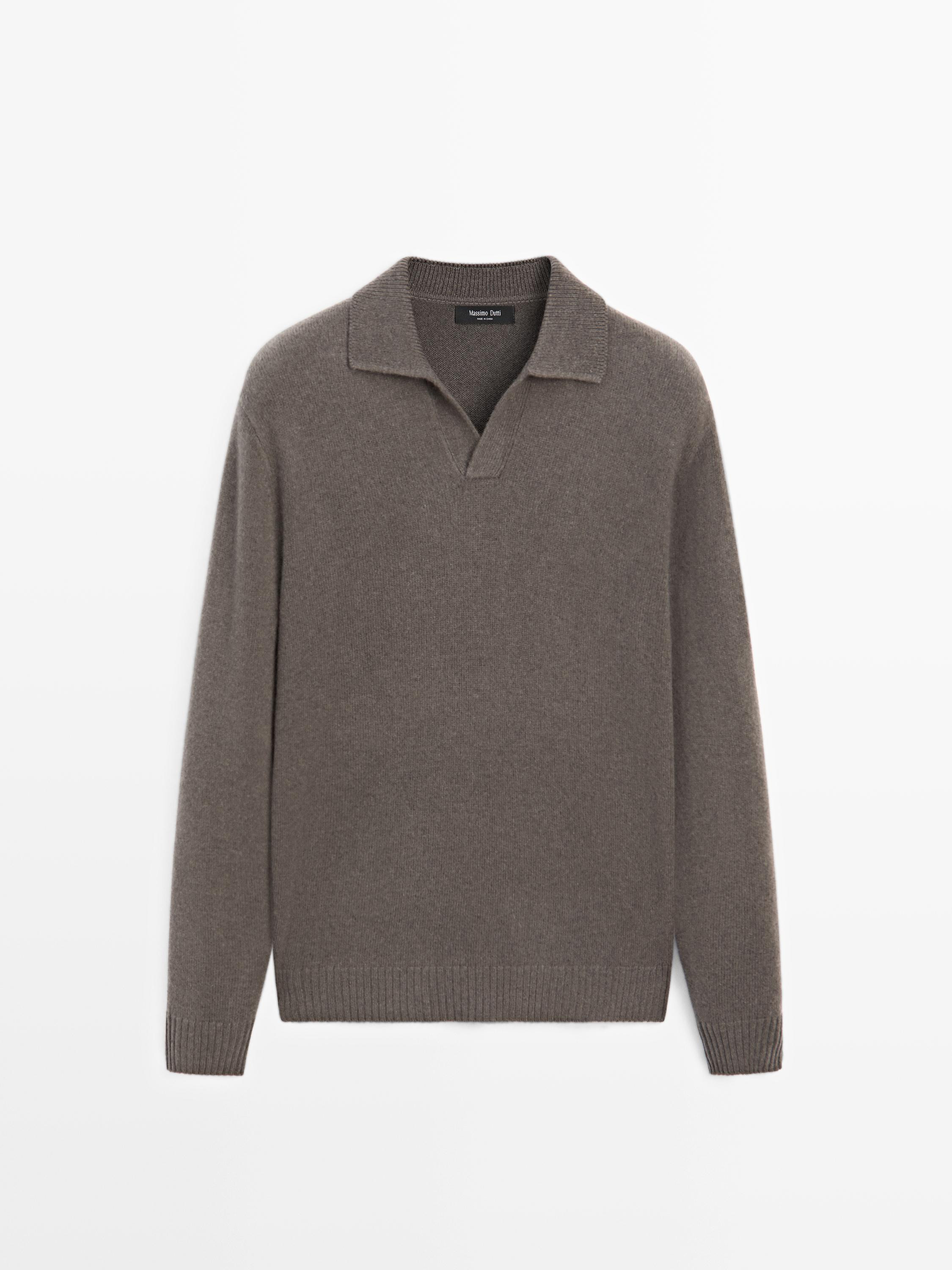 Wool blend V-neck polo sweater | Massimo Dutti US