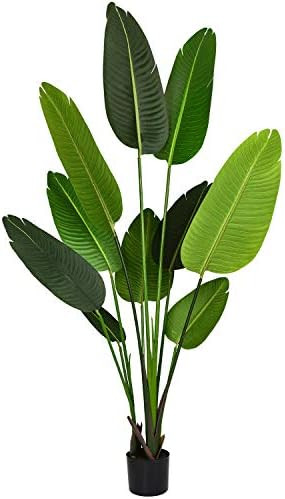 Wofair 5.4 Feet Bird of Paradise Artificial Plant Tree, Fake Greenery Plants with Pot Silk Green ... | Amazon (US)