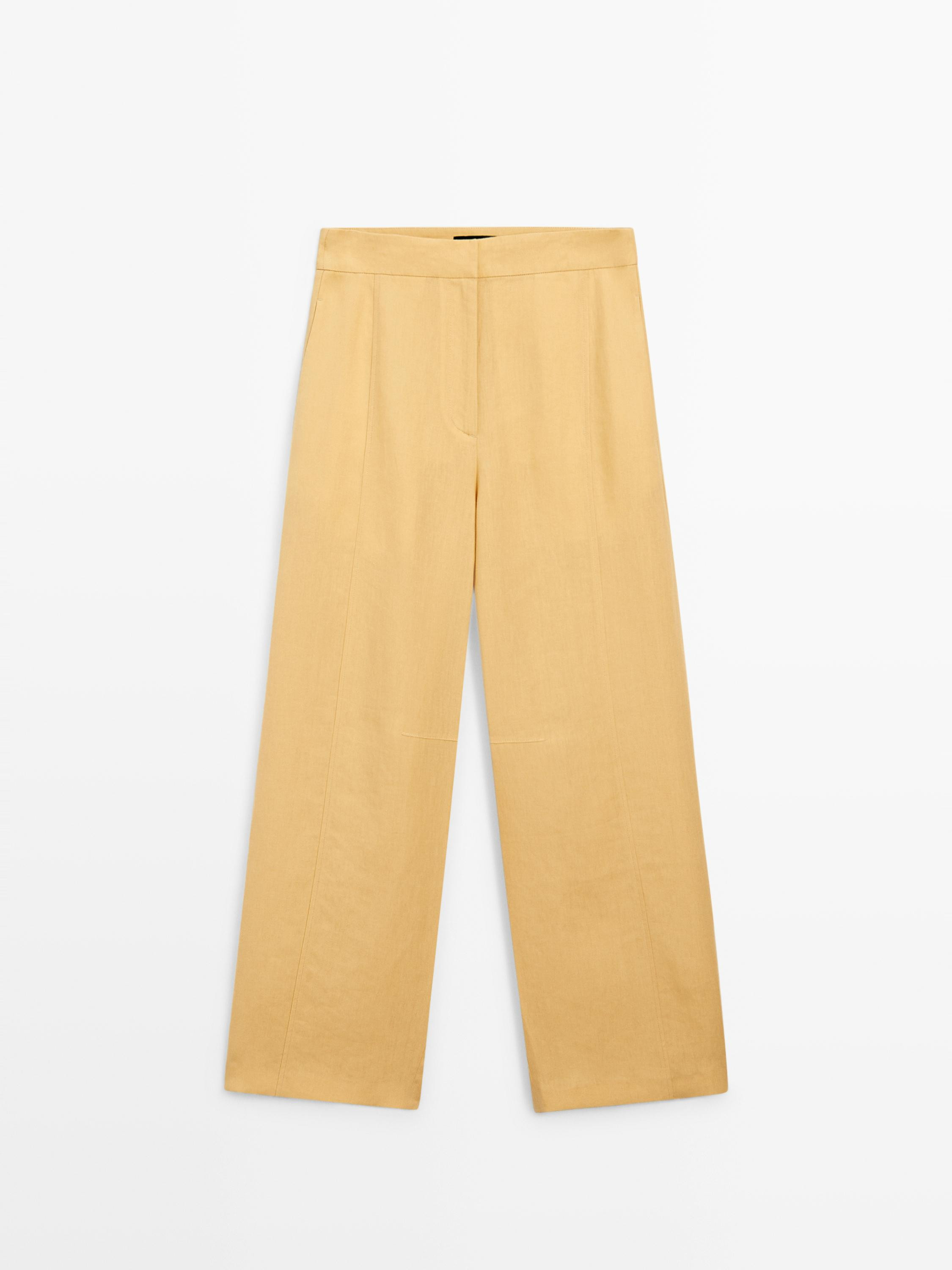 Linen barrel fit trousers | Massimo Dutti UK