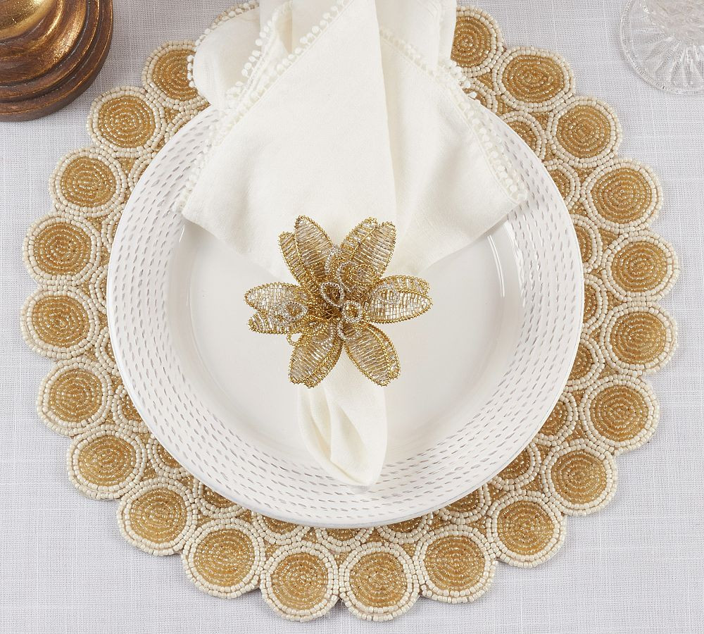 Beaded Flower Napkin Ring, Set of 4 | Pottery Barn (US)