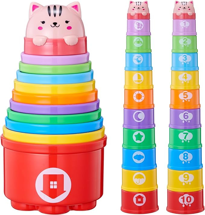 Wanonoo Rainbow Baby Stacking Cups Toys Set, Stacking Toys for Toddlers 1-3, Nesting Cups Stackab... | Amazon (CA)