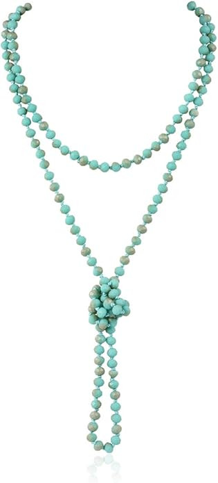 Hand Knotted Beads Endless Long Statement Necklace - Handmade Versatile Beaded Strand Lariat Mult... | Amazon (US)