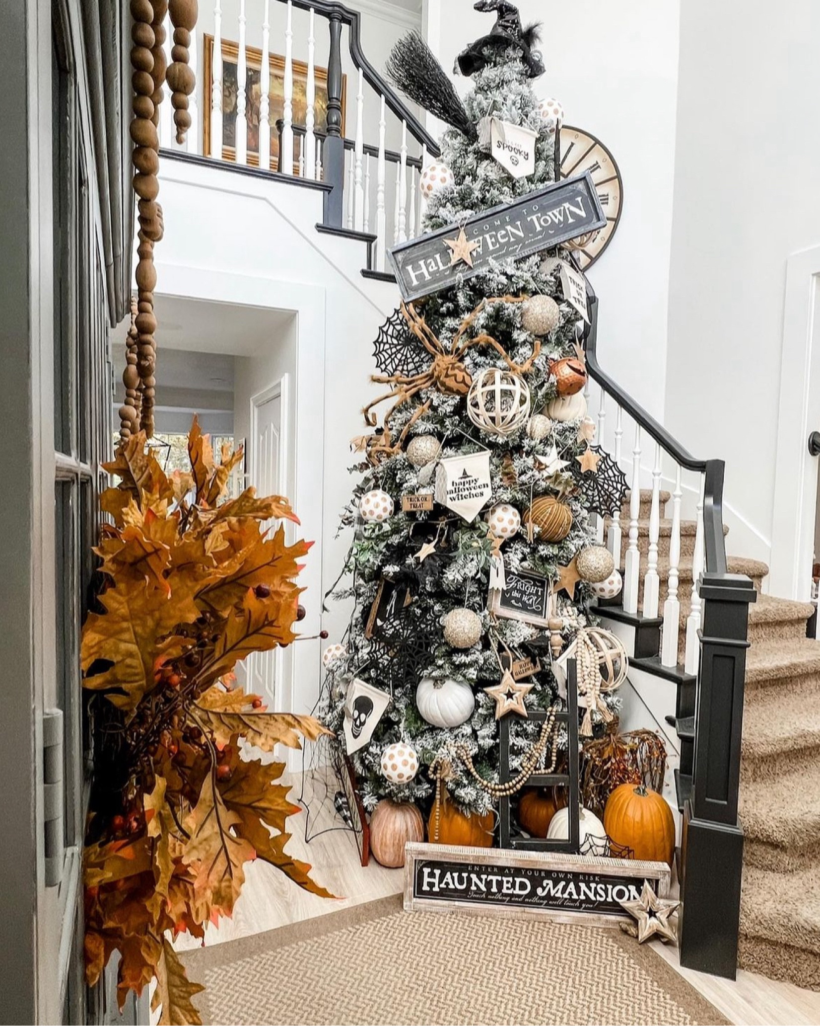 Happy Halloween with this Fall themed entry tree!  Skeletons, bats, black hats, pumpkins and all witchy things. Sure to delight and surprise your family and guests 

#LTKSeasonal #LTKFallSale #LTKHome