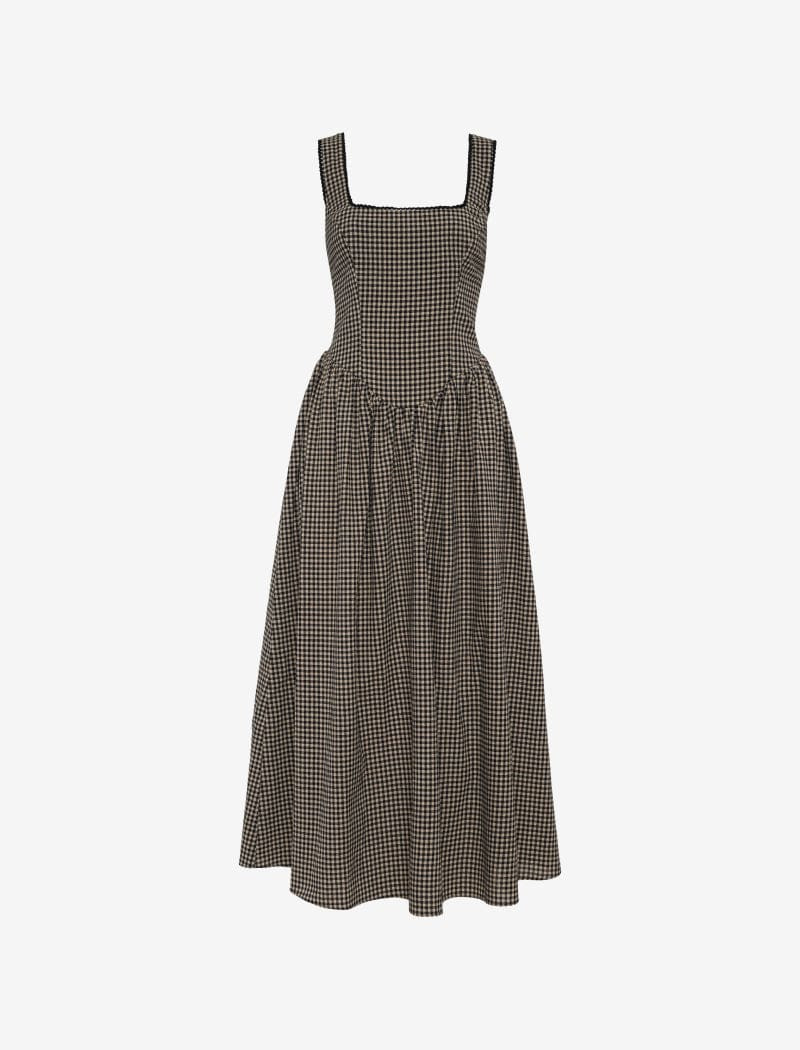 Toulouse Midi Dress | Black Gingham | Rumored