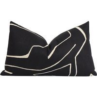 Black & Cream Kelly Wearstler Graffito Pillow Cover, Ebony Lumbar Slipcase, Custom Pillow, Body Lumb | Etsy (US)