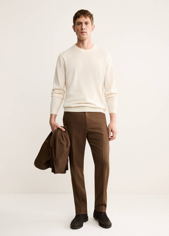 Ivory white 100% cashmere regular-fit sweater