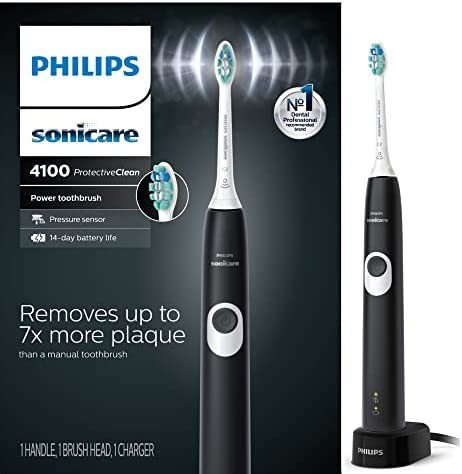 Philips Sonicare ProtectiveClean 4100 Rechargeable Electric Toothbrush, Black - Plaque Control with  | Amazon (US)