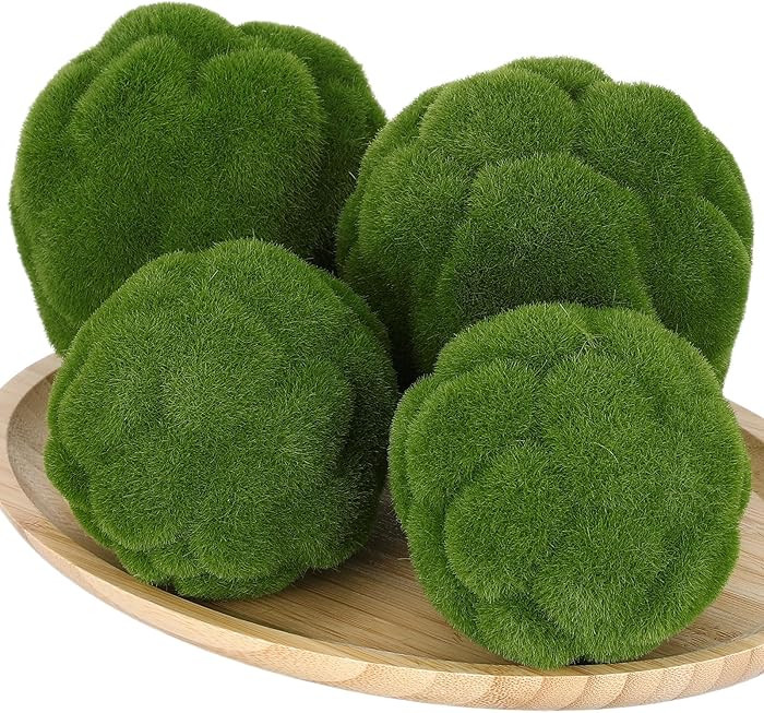 STOBAZA 4pcs Fake Green Moss Balls, Decorative Green Moss, Simulated Topiary Ball, Floral Arrange... | Amazon (US)