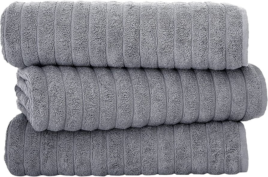 Classic Turkish Towels CTT Turkish Bath Sheet - Set of 3, Jumbo Jacquard Ribbed Bath Sheet Made w... | Amazon (US)