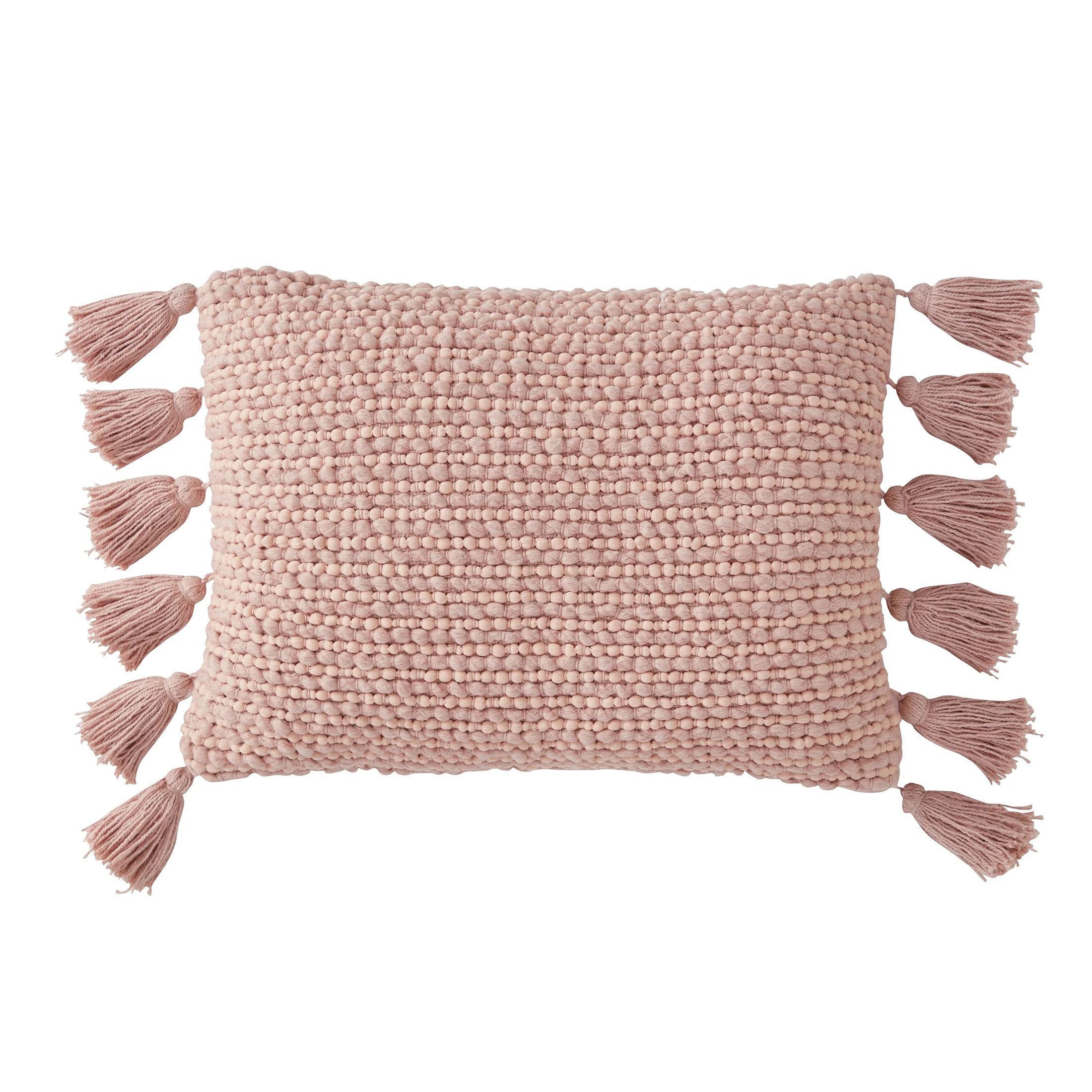 My Texas House Katy Tassel Oblong Decorative Pillow, 14" x 20", Rose Smoke | Walmart (US)