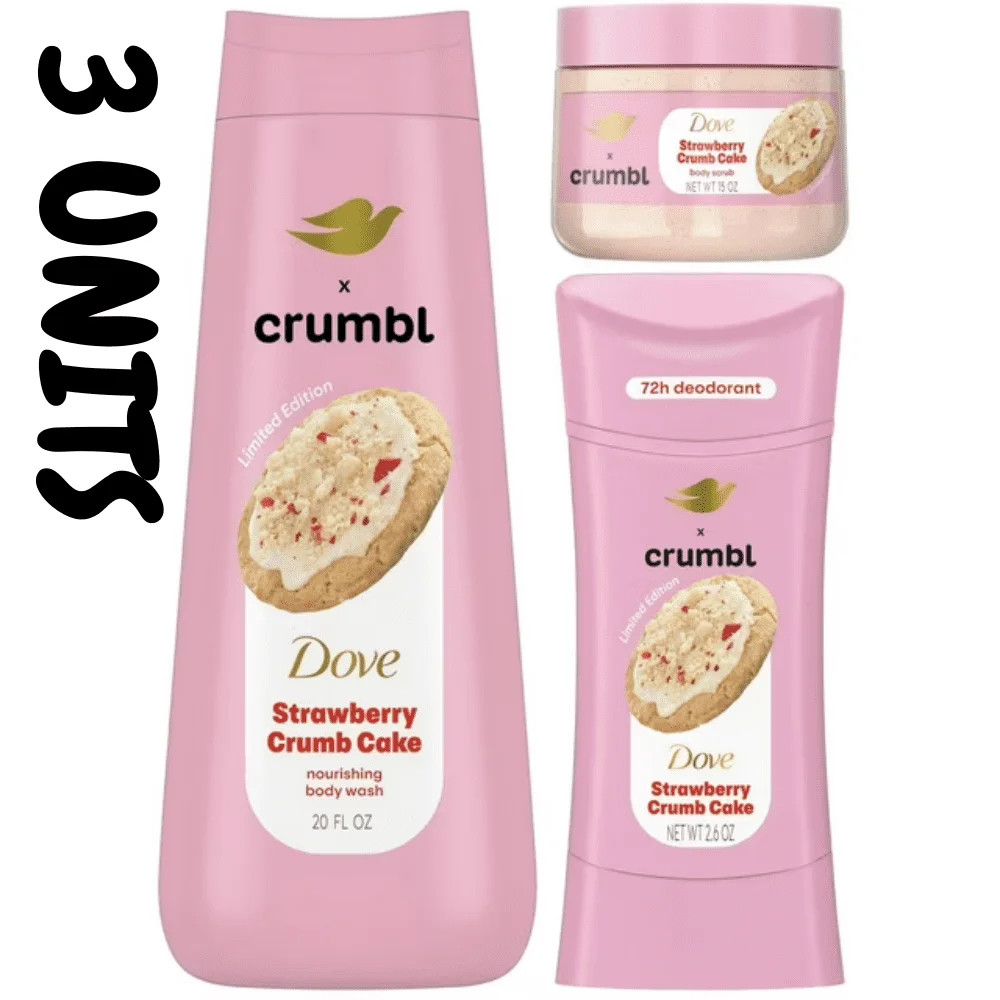 Dove x Crumbl Strawberry Cookie Body Wash, Scrub, & Deodorant Set | Walmart (US)