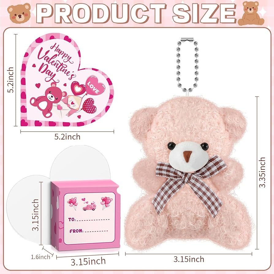 Erweicet 24 Pcs Valentines Day classroom exchange gifts for Kids Small Teddy Bears Stuffed Animal... | Amazon (US)