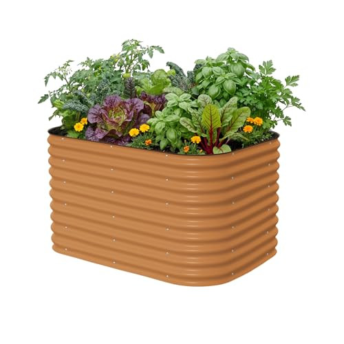 32" Extra Tall Raised Garden Bed Kits, 3.5 x 5 x 2.7ft Raised Planter Box Outdoor, 2 x 6.5 x 2.7ft Deep Root 6 in 1 Modular Metal Raised Beds for Gardening Vegetables Flowers Fruits - Terra Cotta | Amazon (US)
