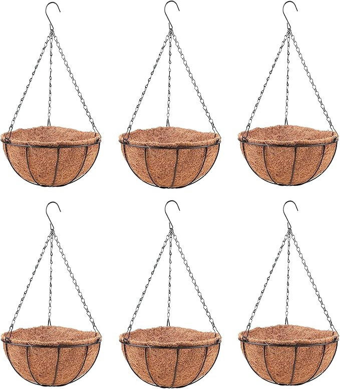 LaLaGreen Hanging Baskets for Plant Outdoor (6 Pack, 16 Inch) Extra Large Hanging Planter with Co... | Amazon (US)