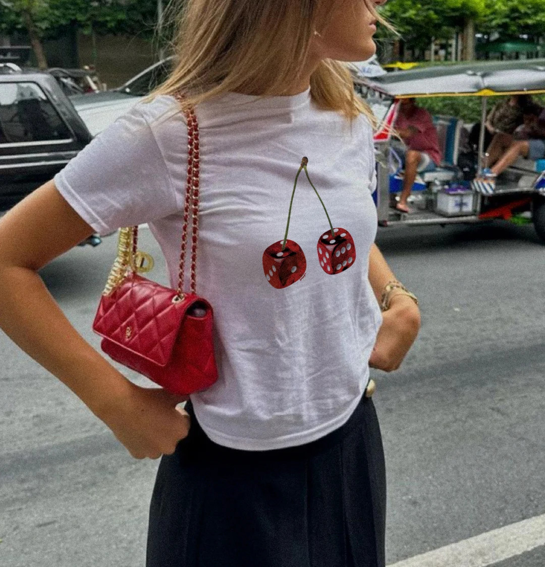 Dice Baby Tee, Cherry Dice Y2K Baby Tee, Y2K Baby Tee, Coquette 90s | Etsy (US)
